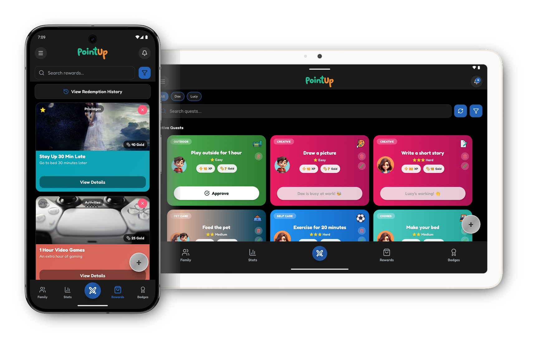 PointUp app on mobile and tablet devices